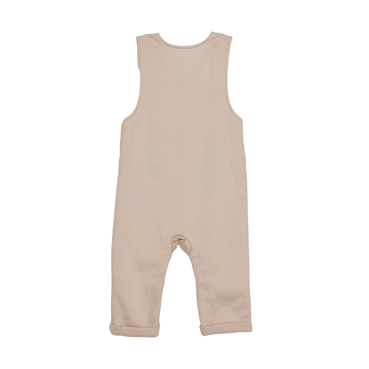 Baby Boys Beige And White Cotton Dog Embroidered Dungaree Set Regular Fit Casual Wear