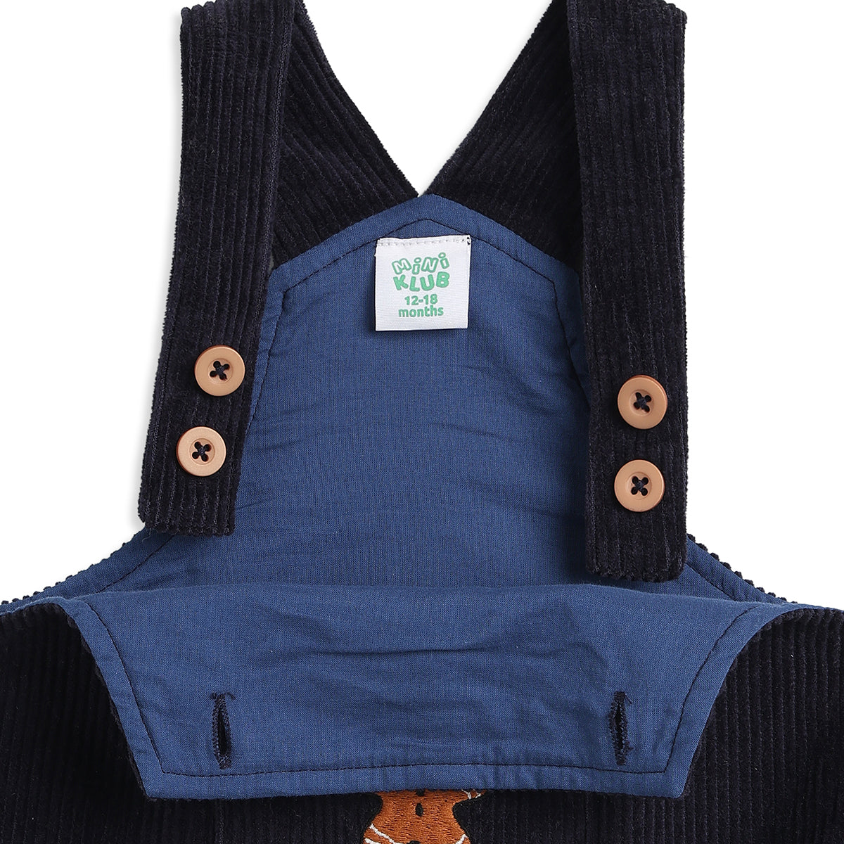 Bab y Boys Navy Blue Corduroy Dungaree with White & Navy Striped Half Sleeves T-Shirt Casual Outfit Set