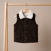 Baby Boys Brown And Cream Cotton Blend Corduroy Padded Gilet Regular Fit Casual Wear