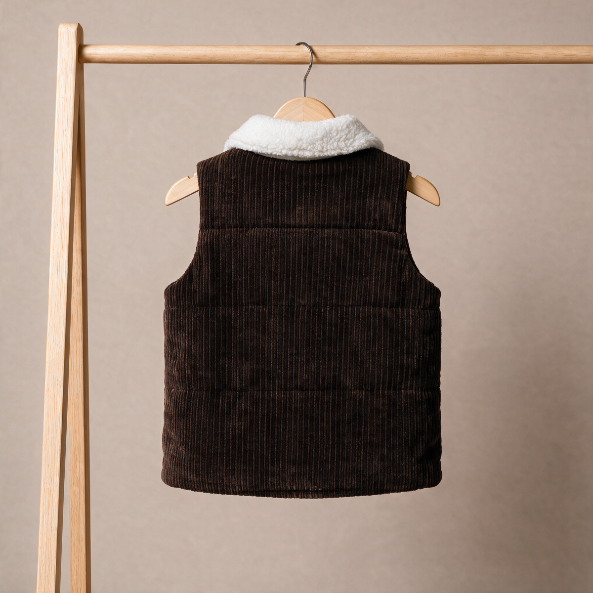 Baby Boys Brown And Cream Cotton Blend Corduroy Padded Gilet Regular Fit Casual Wear