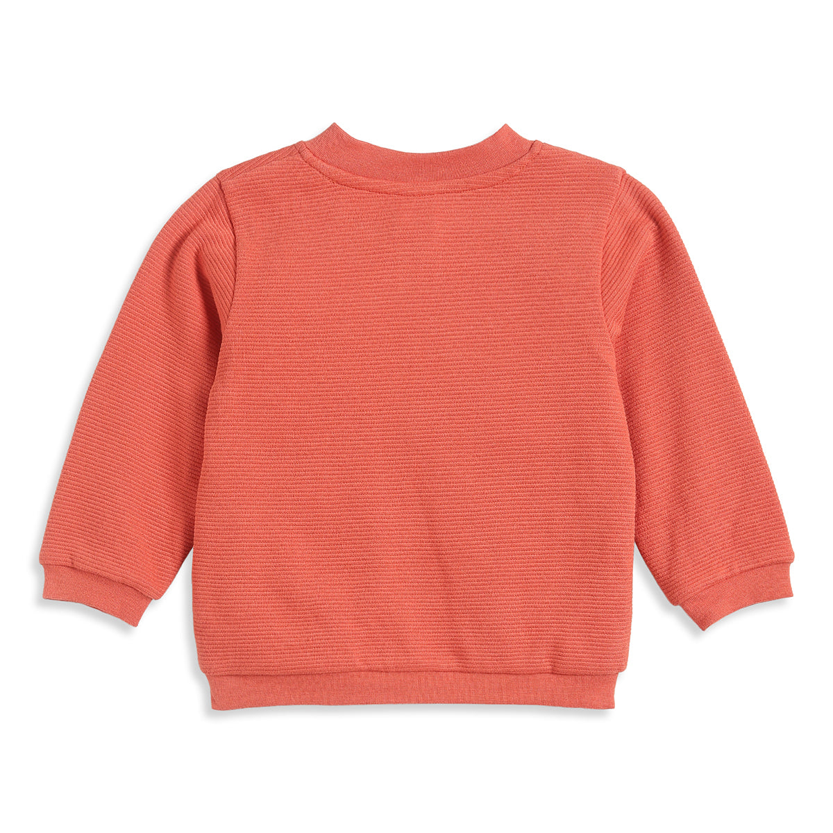 Baby Boys Orange Textured Sweat Jacket Full Sleeves Front Open Casual Winter Jacket