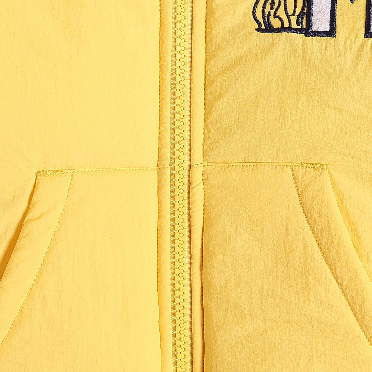 Baby Boys Yellow Puffer Jacket Full Sleeves Front Open Winter Jacket with Sherpa Lining