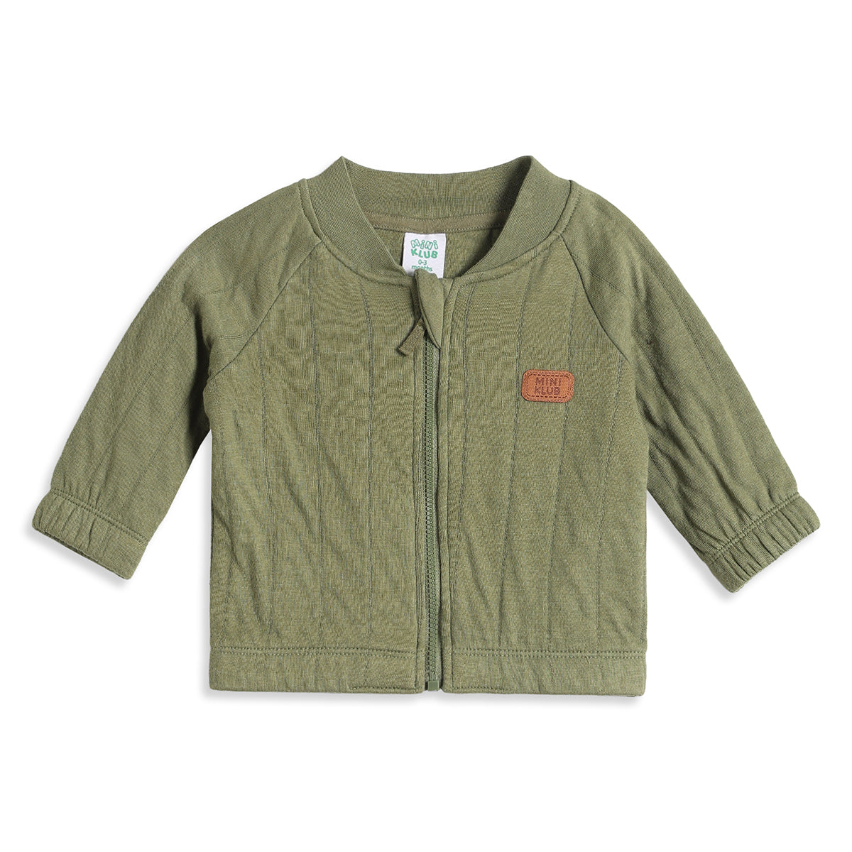 Baby Boys Olive Green Cotton Quilted Zip-Up Jacket