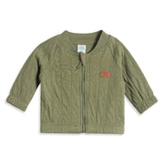 Baby Boys Olive Green Cotton Quilted Zip-Up Jacket
