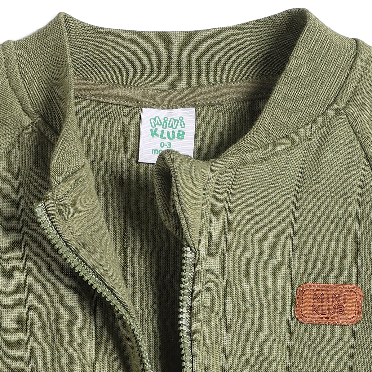 Baby Boys Olive Green Cotton Quilted Zip-Up Jacket