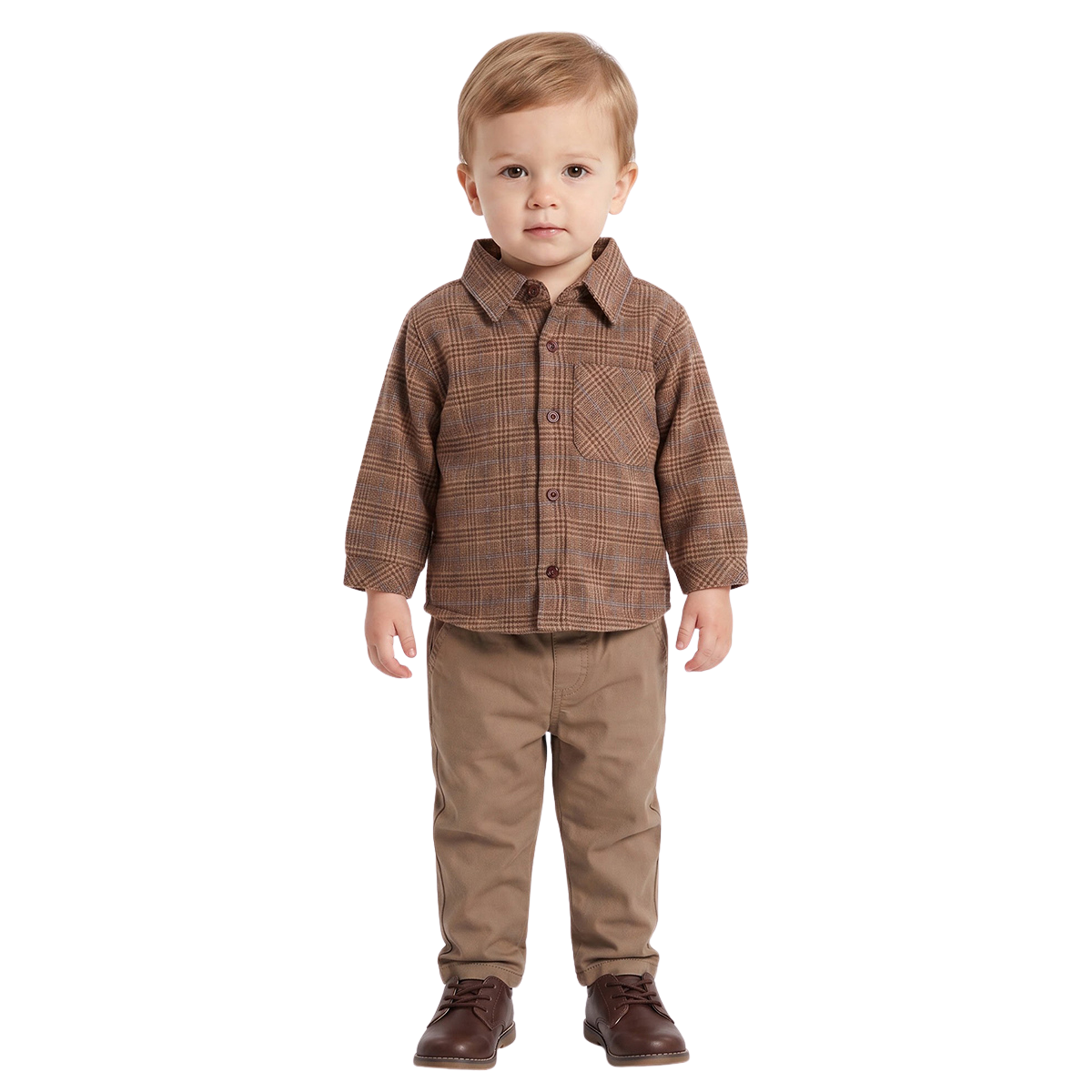 Baby Boys Brown Checked Sherpa Lined Jacket Regular Fit Casual Wear