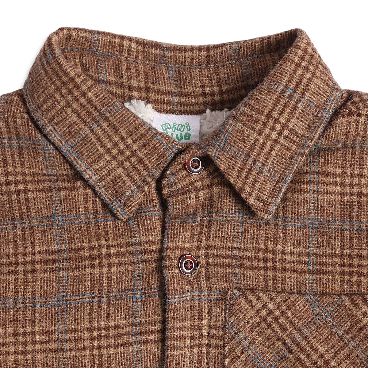 Baby Boys Brown Checked Sherpa-Lined Jacket Regular Fit Casual Wear