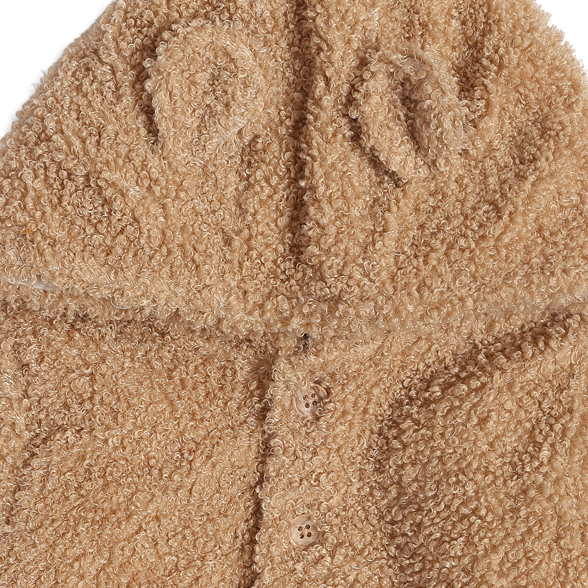 Baby Boys Beige Teddy Fleece Hooded Jacket Full Sleeves Front Open Winter Jacket