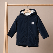 Baby Boys Navy Blue Padded Hooded Jacket Regular Fit Casual Wear