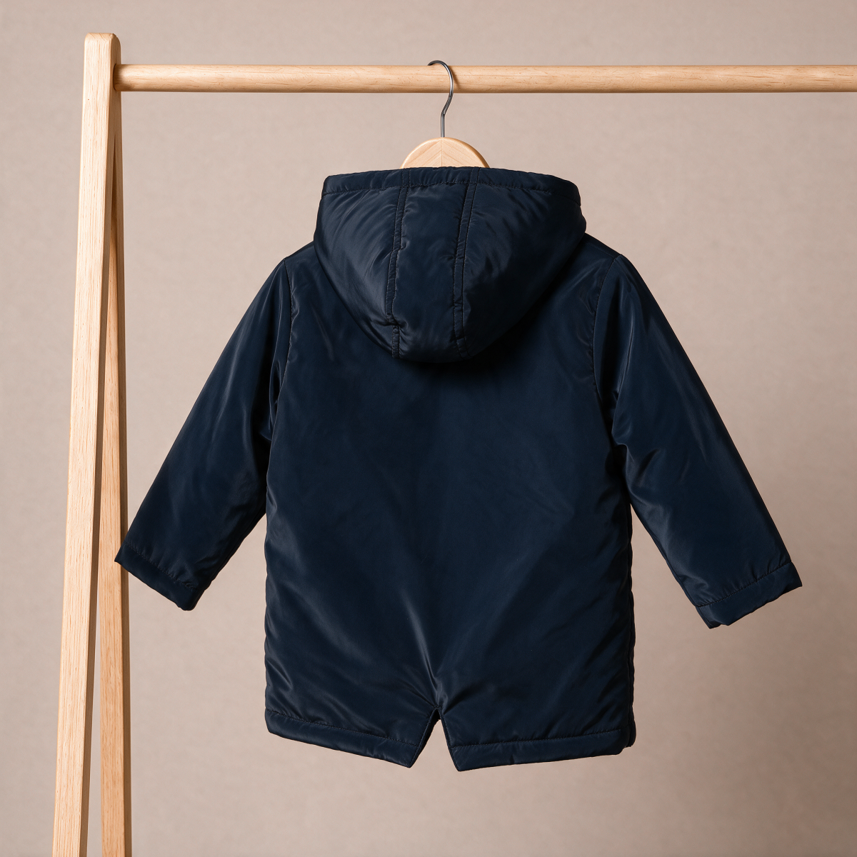 Baby Boys Navy Blue Padded Hooded Jacket Regular Fit Casual Wear