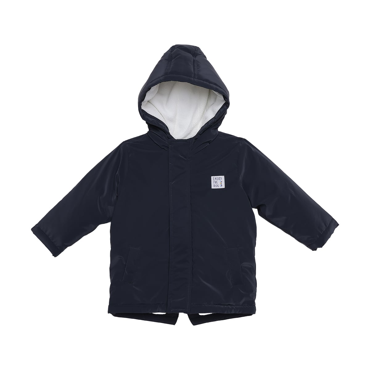Baby Boys Navy Blue Padded Hooded Jacket Regular Fit Casual Wear