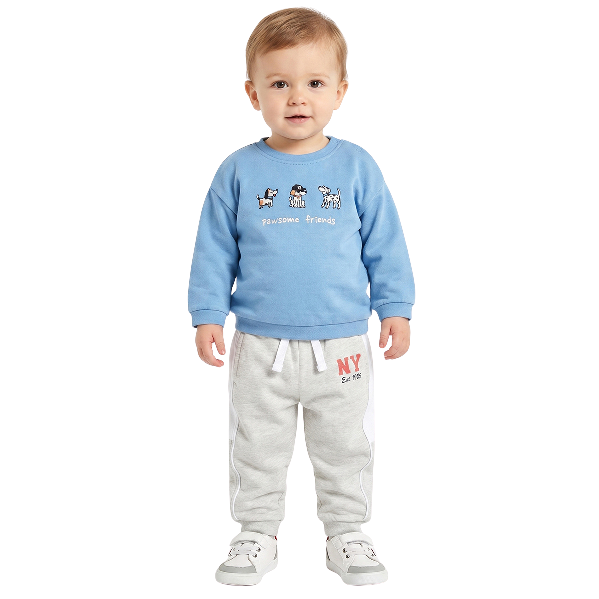 Baby Boys Grey Melange Cotton Jogger Regular Fit Casual Wear