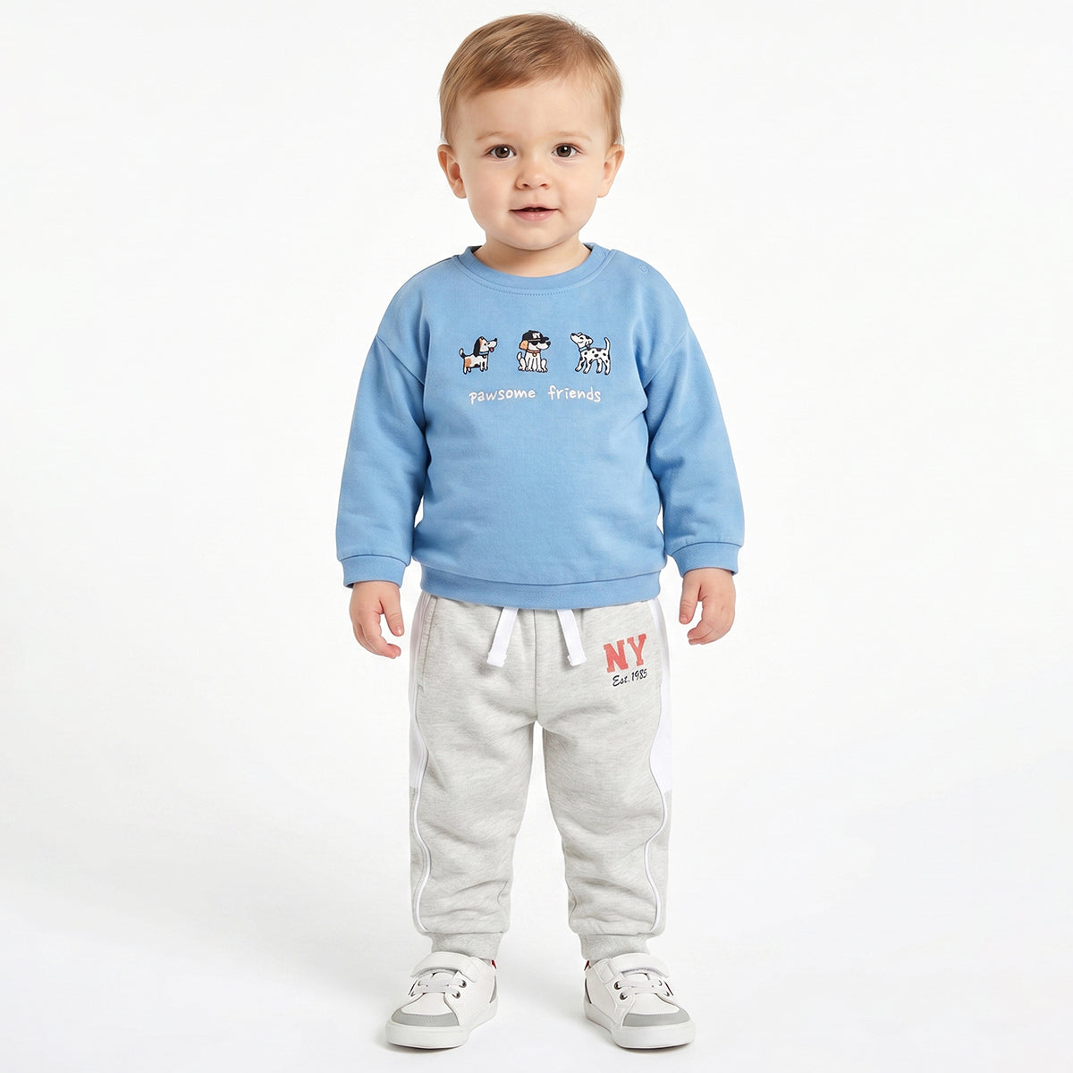 Baby Boys Grey Melange Cotton Jogger Regular Fit Casual Wear
