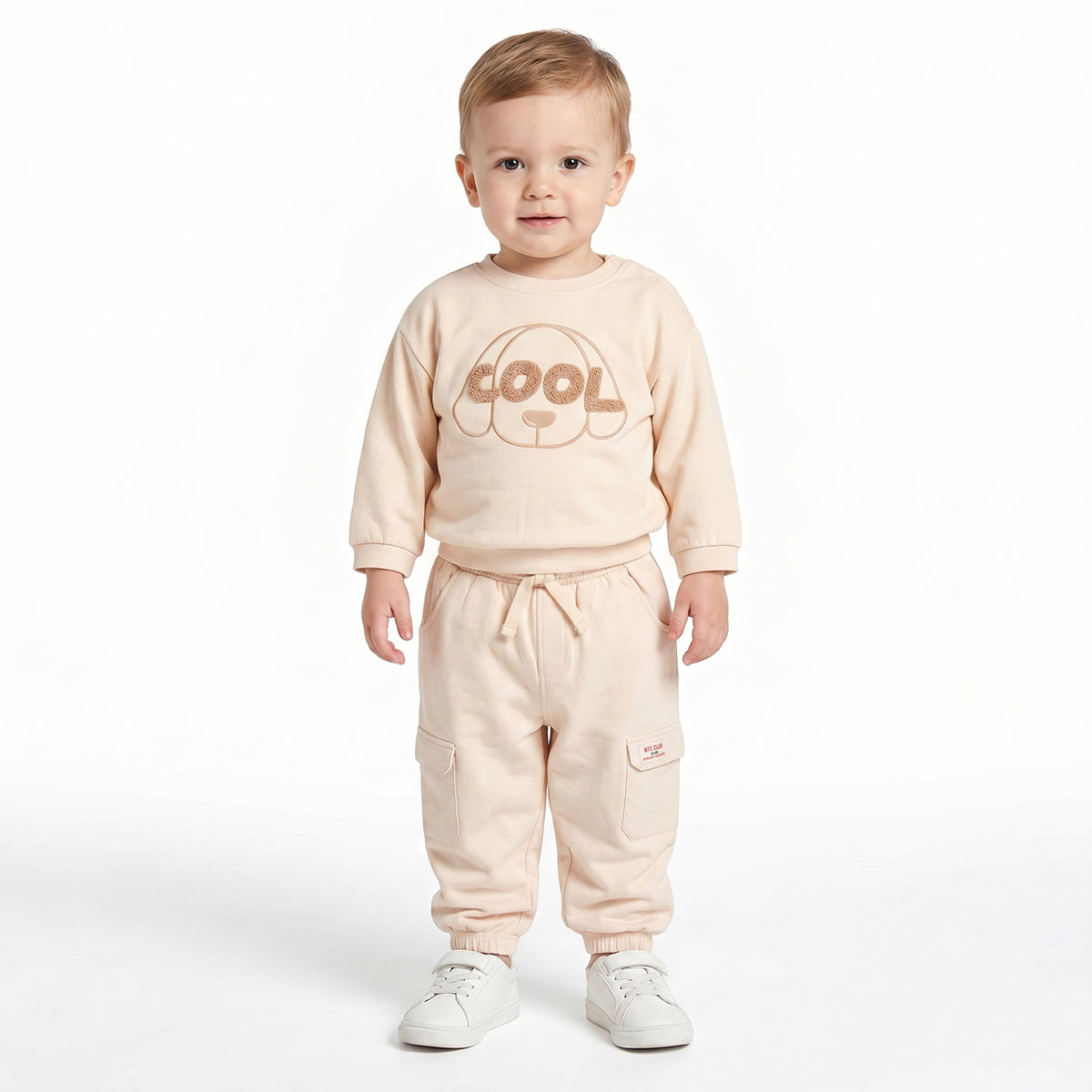 Baby Boys Beige Cotton Jogger Regular Fit Casual Kids Bottom