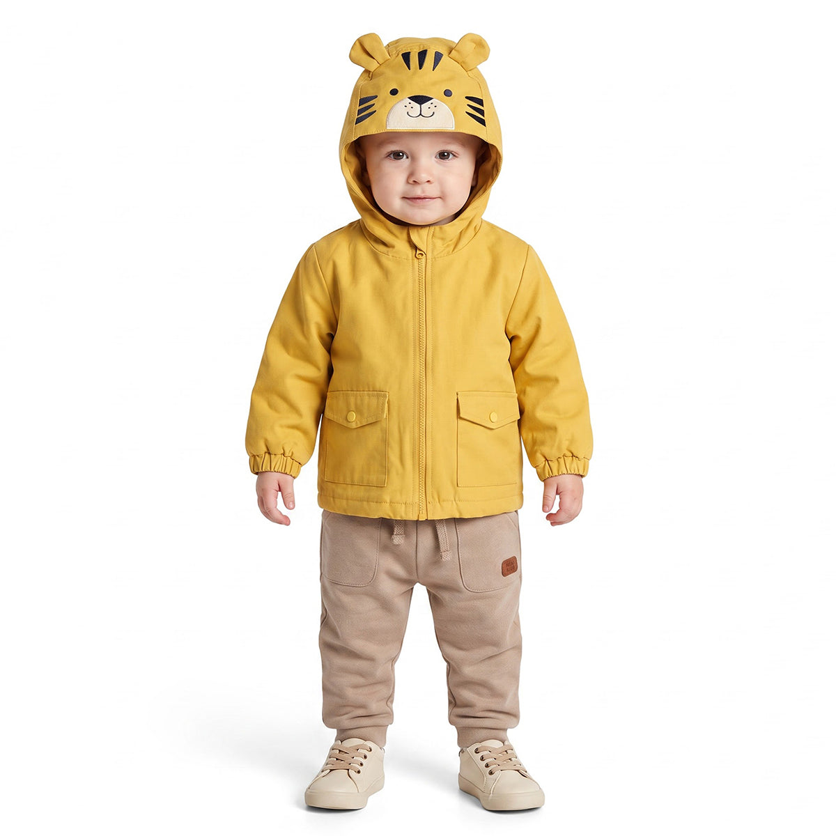 Baby Boys Beige Cotton Blend Joggers Regular Fit Casual Wear