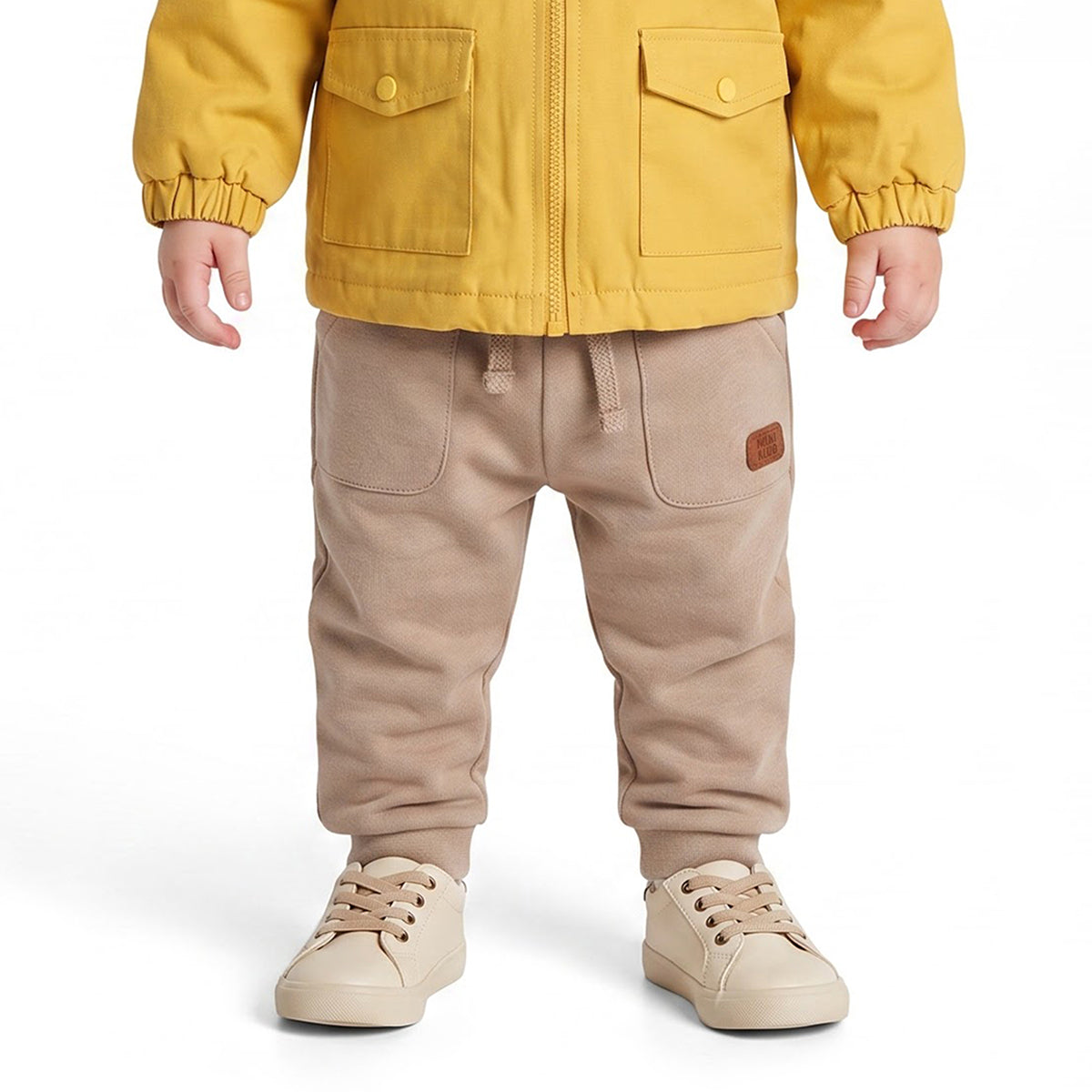 Baby Boys Beige Cotton Blend Joggers Regular Fit Casual Wear