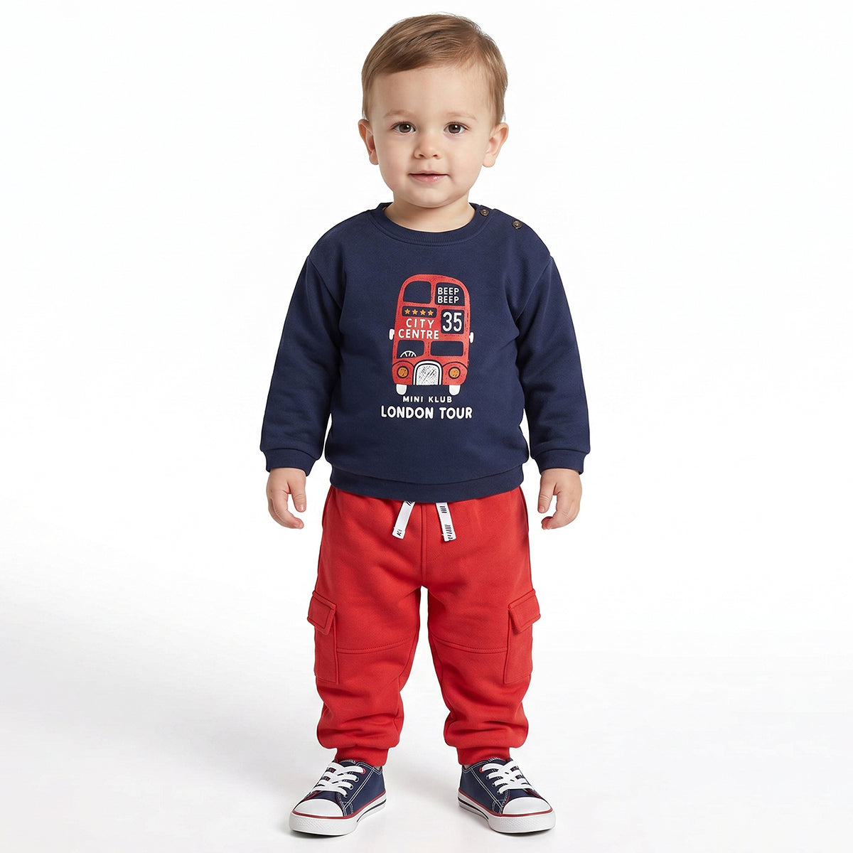 Baby Boys Red Cotton Jogger Regular Fit Casual Kids Bottom Wear