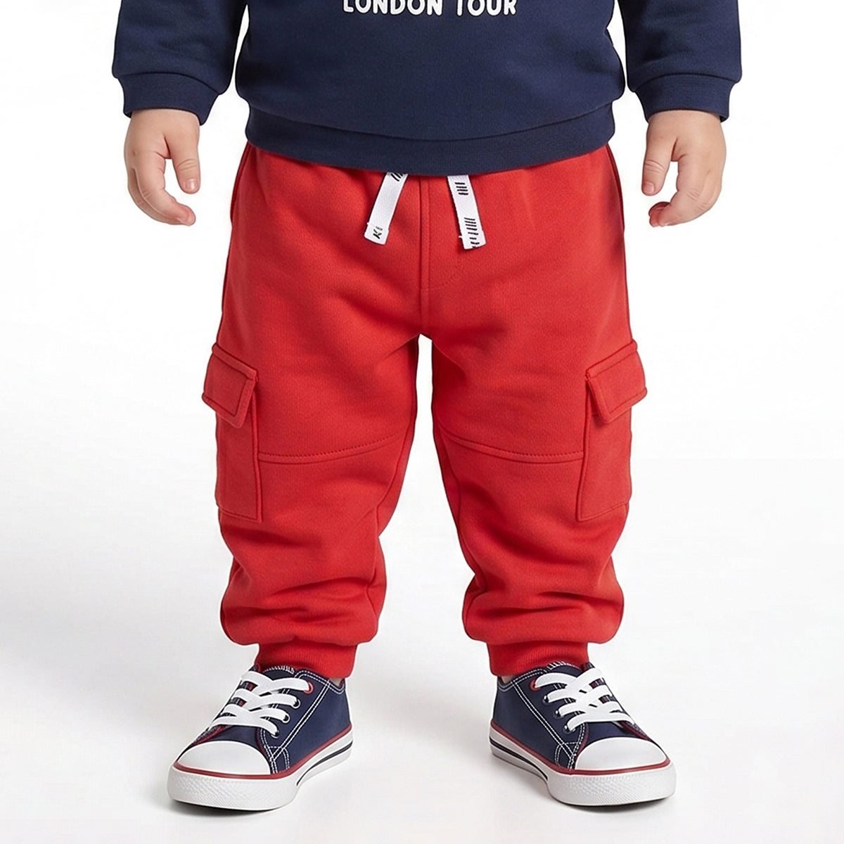 Baby Boys Red Cotton Jogger Regular Fit Casual Kids Bottom Wear