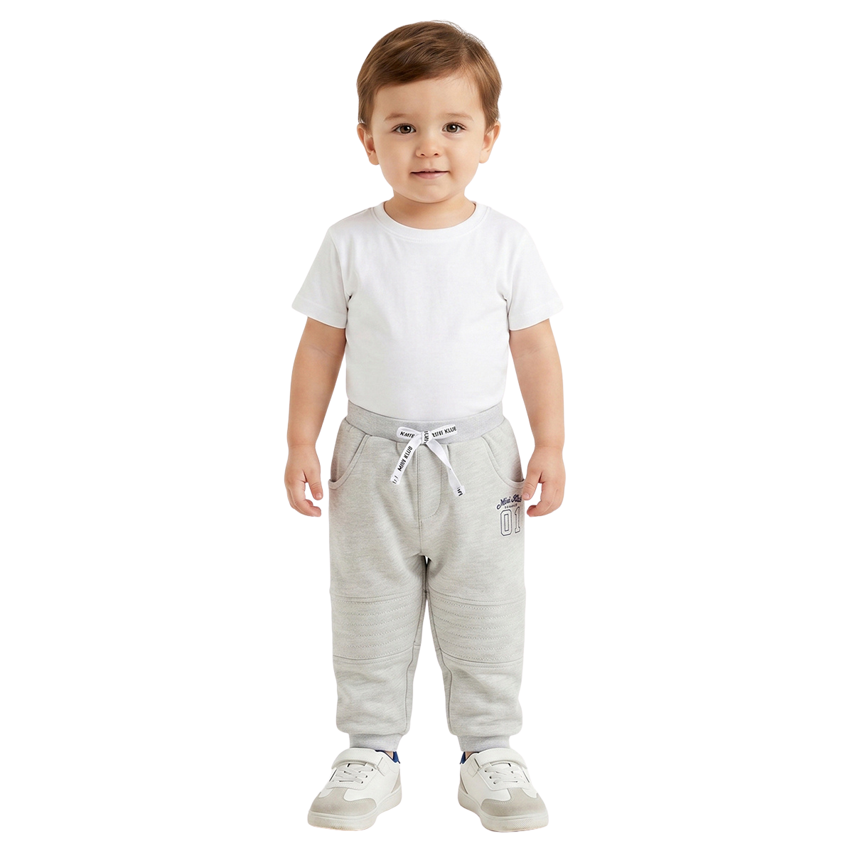 Baby Boys Grey Melange Cotton Jogger Casual Kids Bottom Wear