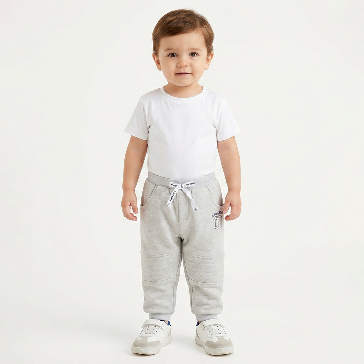 Baby Boys Grey Melange Cotton Jogger Regular Fit Casual Kids Bottom Wear