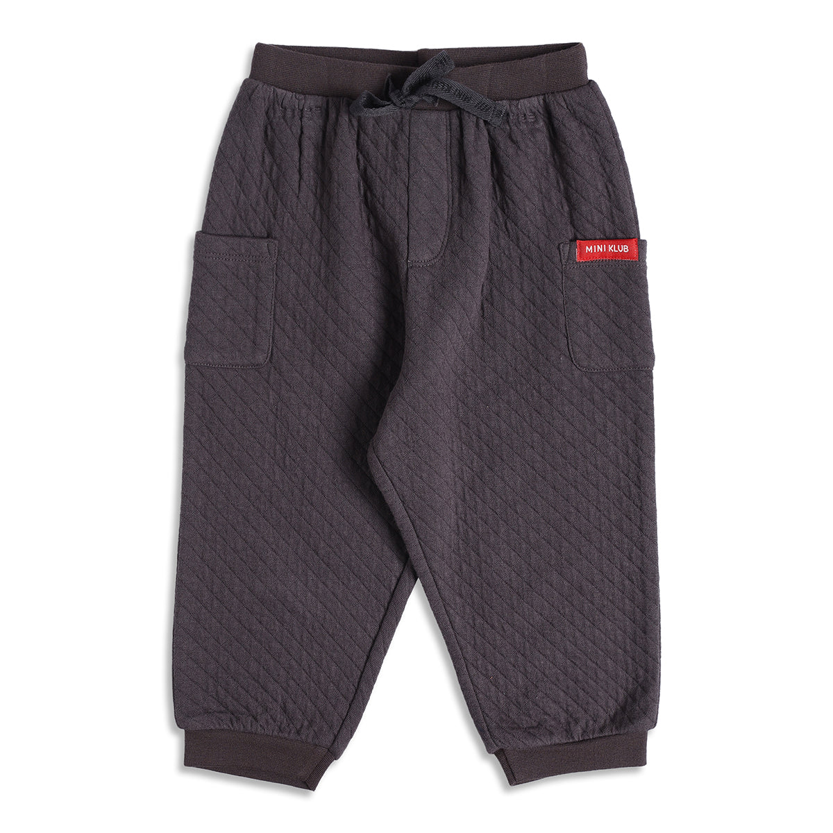 Baby Boys Charcoal Grey Quilted Cotton Jogger Regular Fit Casual Kids Bottom Wear