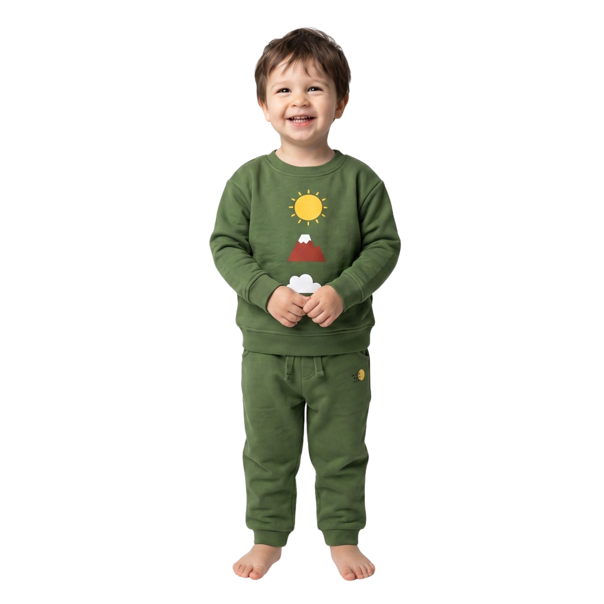 Baby Boys Olive Green Cotton Jogger Pants Casual Kids Pants