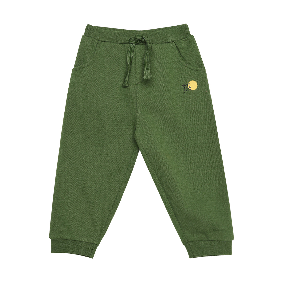 Baby Boys Olive Green Cotton Jogger Pants Regular Fit Casual Kids Pants