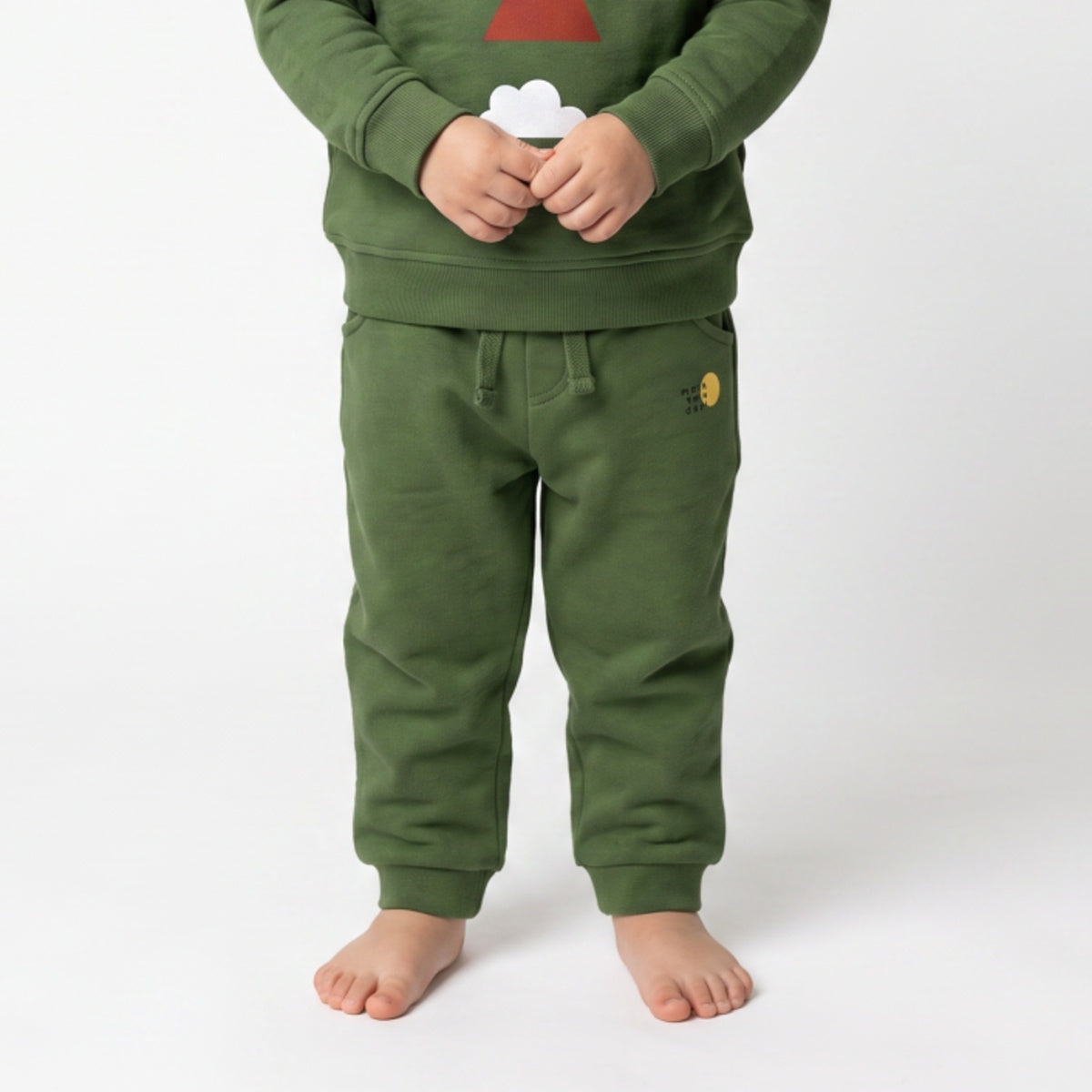 Baby Boys Olive Green Cotton Jogger Pants Regular Fit Casual Kids Pants