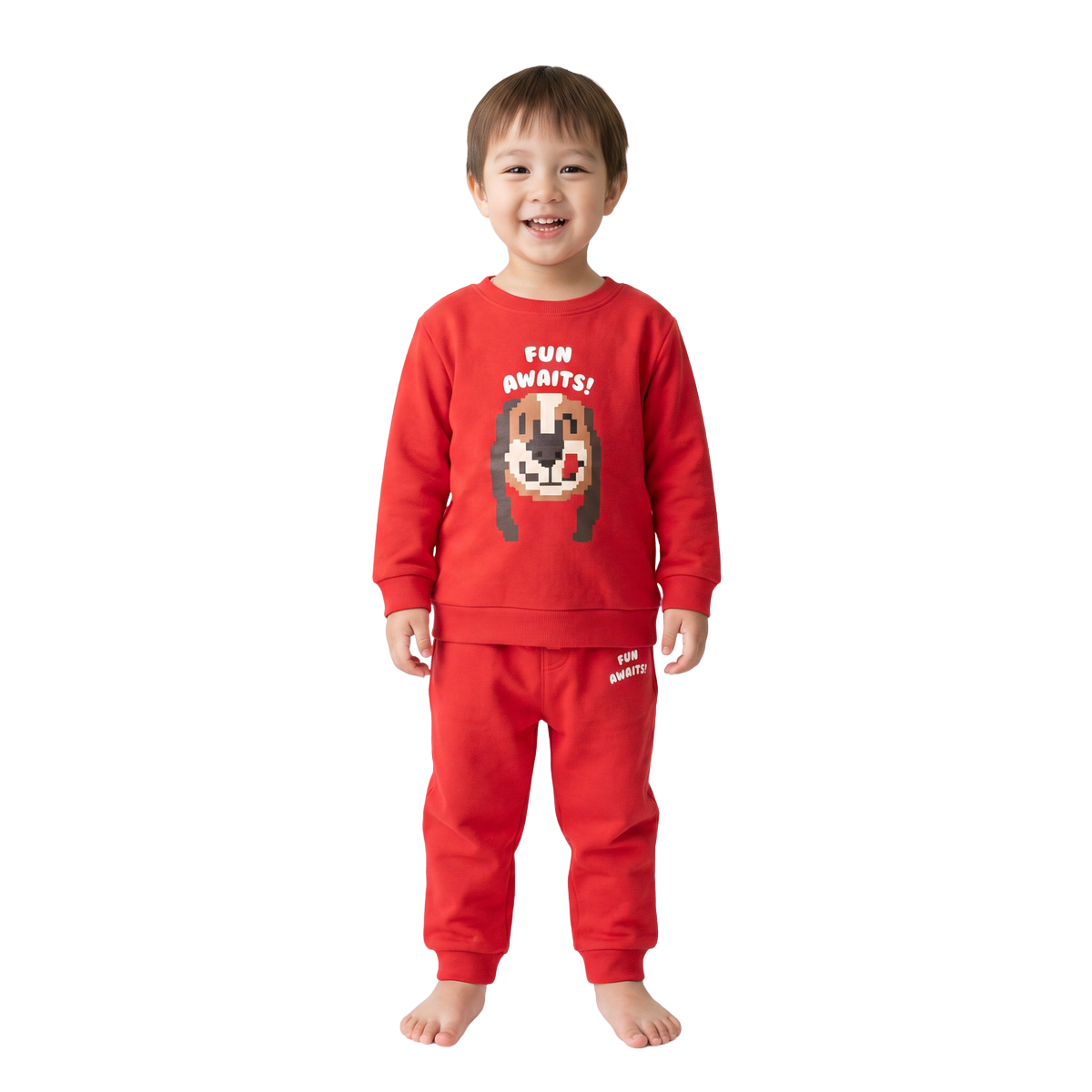 Baby Boys Red Cotton Jogger Pants Regular Fit Casual Kids Pants