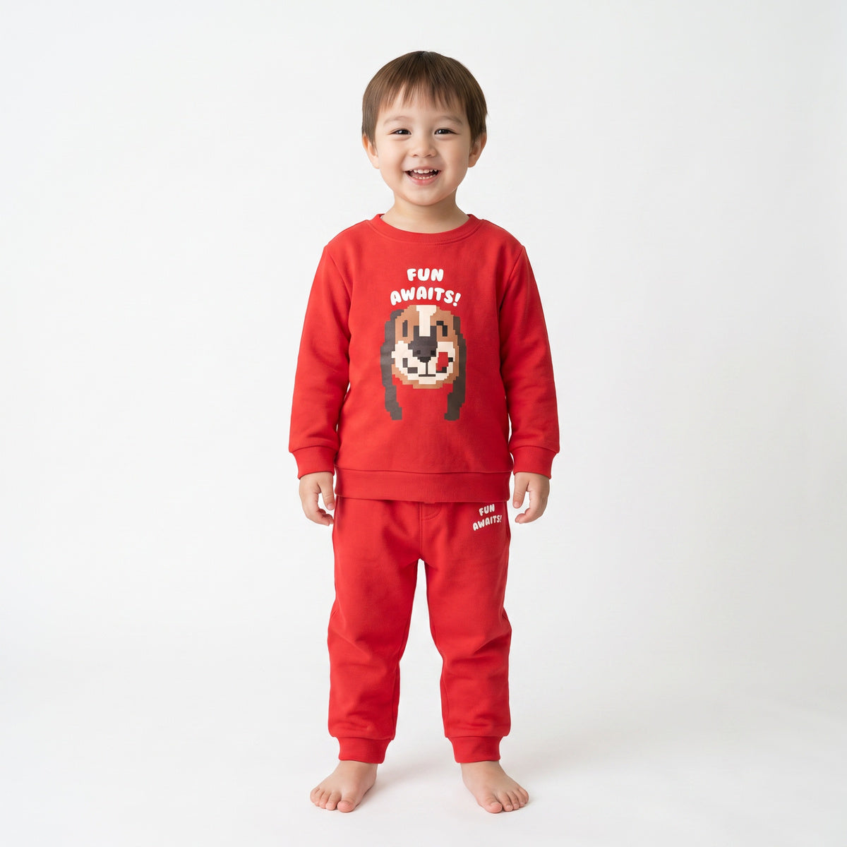 Baby Boys Red Cotton Jogger Pants Regular Fit Casual Kids Pants