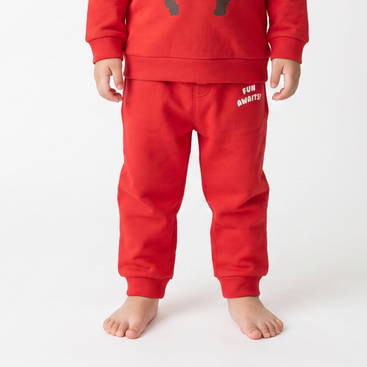 Baby Boys Red Cotton Jogger Pants Regular Fit Casual Kids Pants