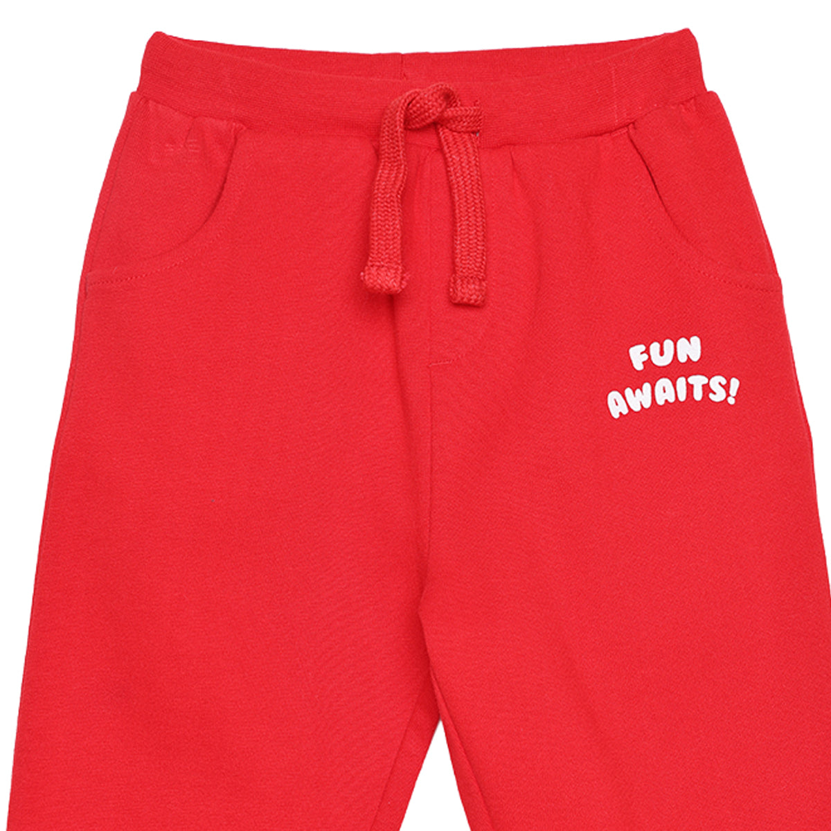 Baby Boys Red Cotton Jogger Pants Regular Fit Casual Kids Pants