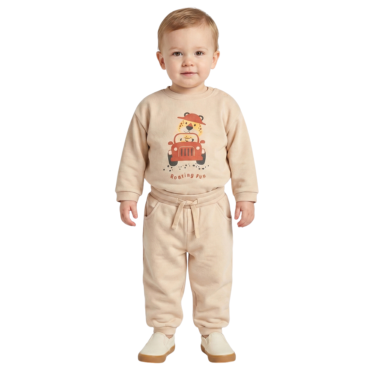 Baby Boys Beige Cotton Jogger Regular Fit Casual Kids Bottom Wear