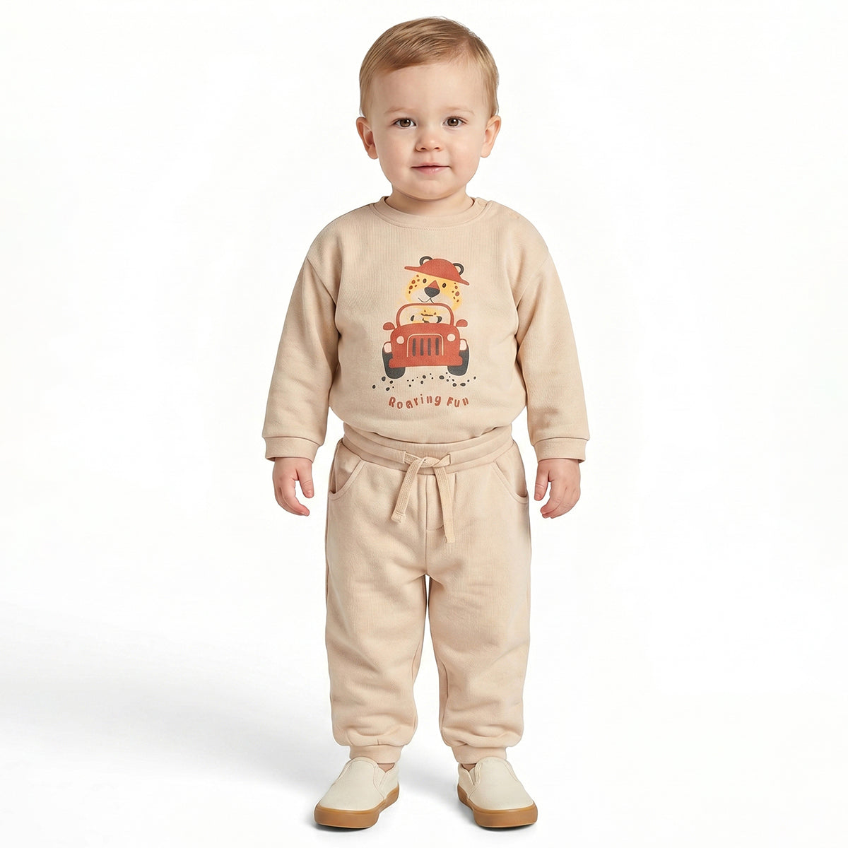 Baby Boys Beige Cotton Jogger Regular Fit Casual Kids Bottom Wear