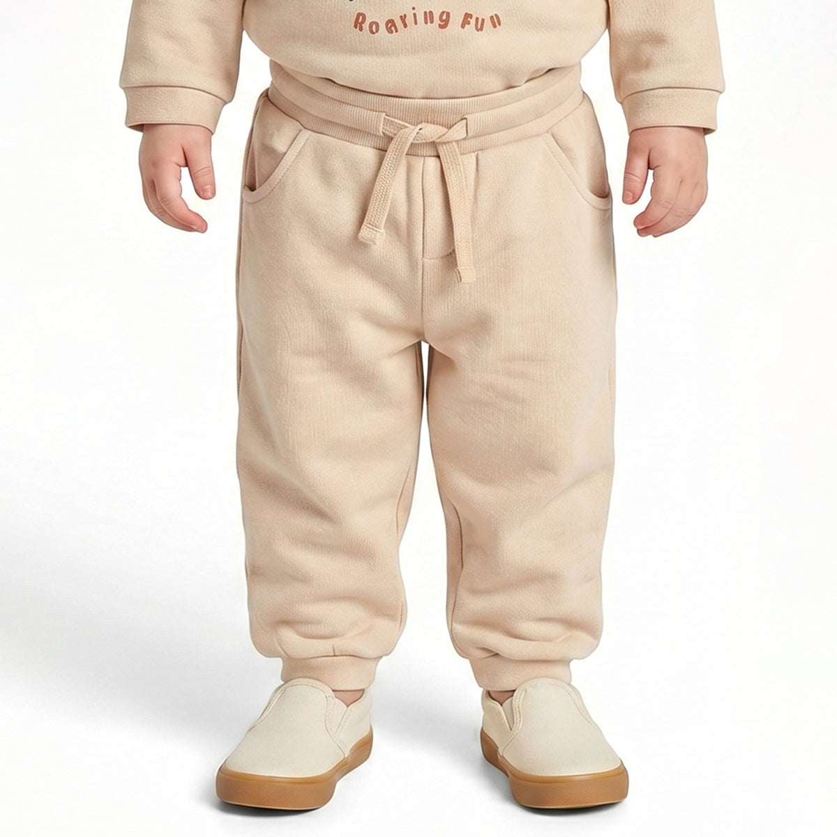 Baby Boys Beige Cotton Jogger Regular Fit Casual Kids Bottom Wear