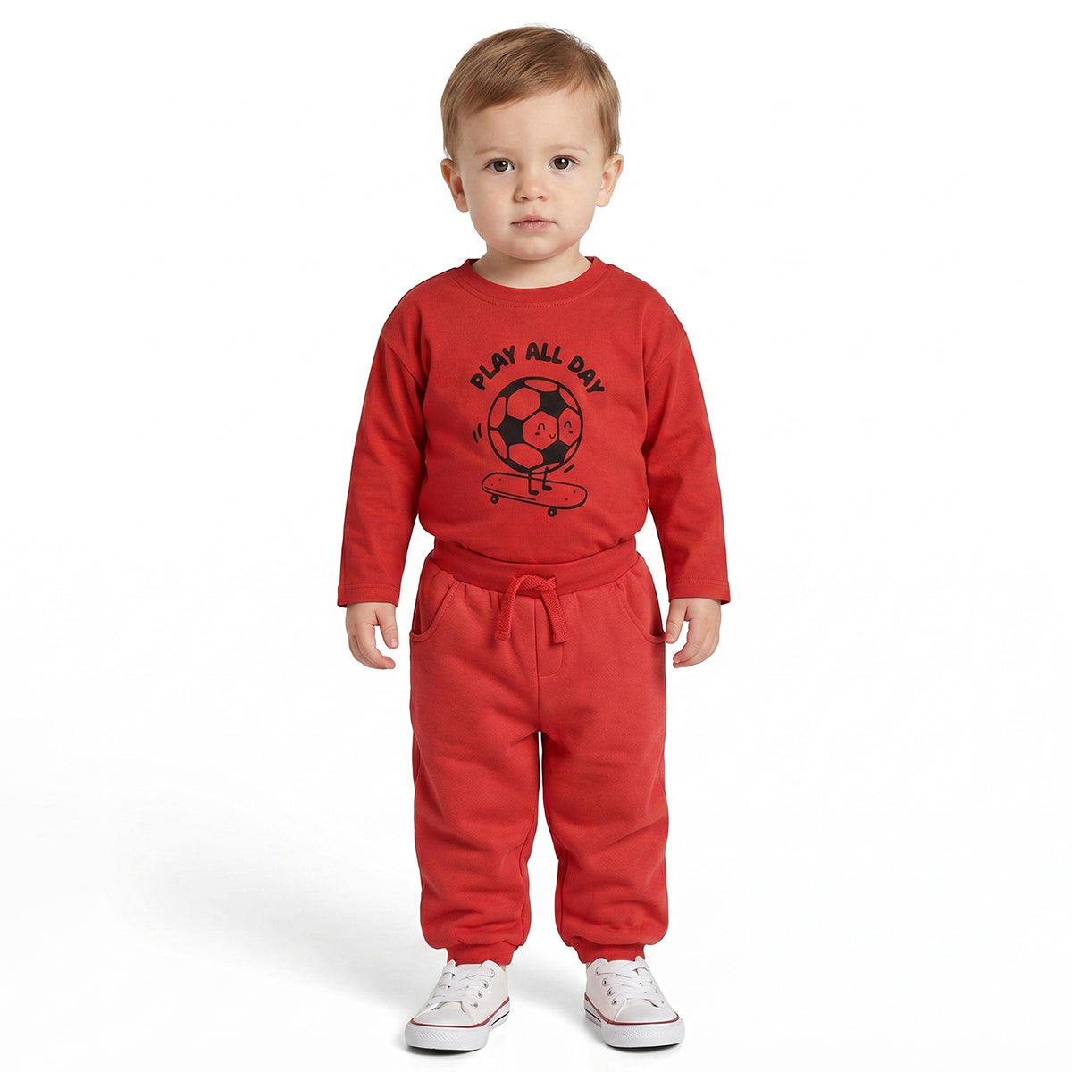 Baby Boys Red Cotton Jogger Regular Fit Casual Kids Bottom Wear