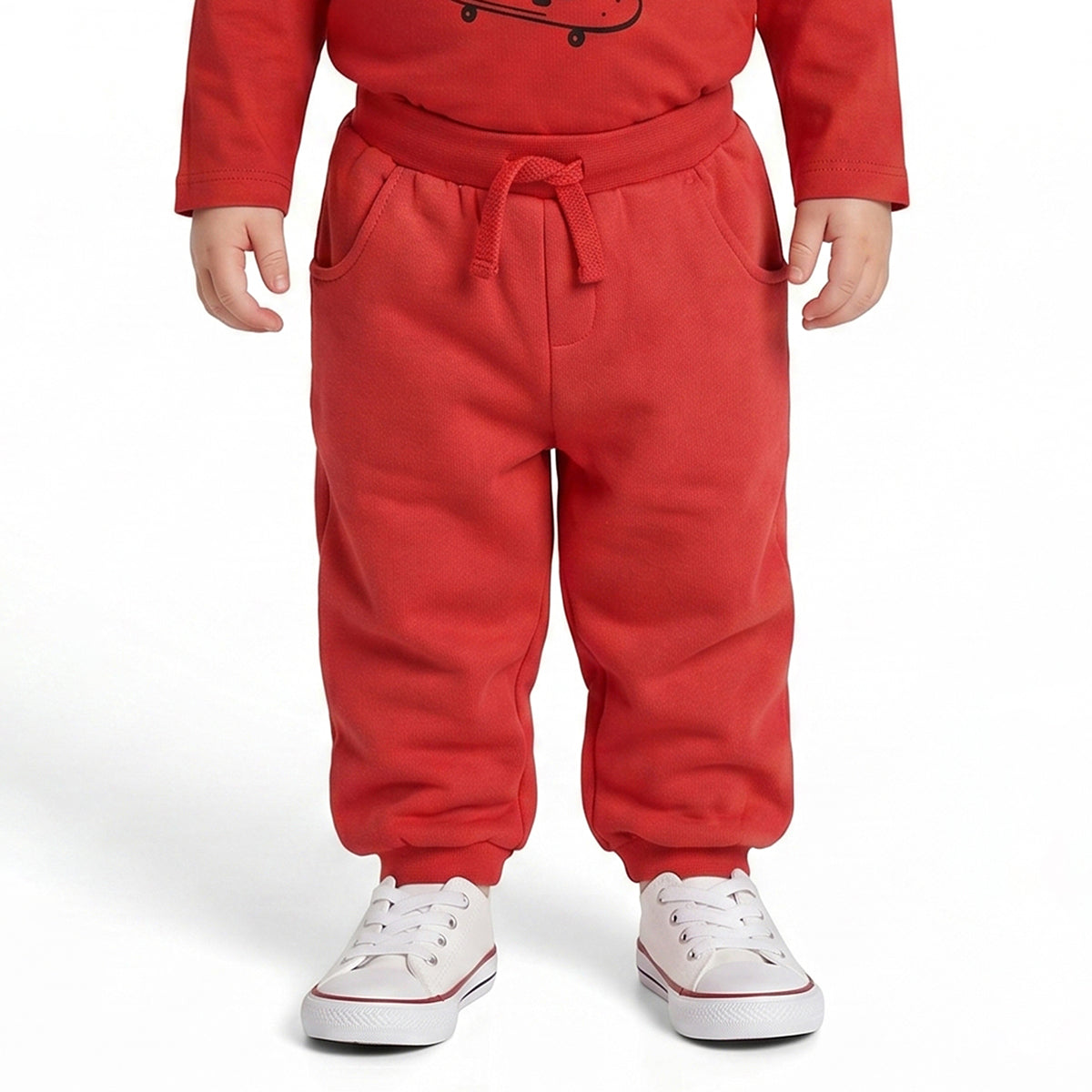 Baby Boys Red Cotton Jogger Regular Fit Casual Kids Bottom Wear
