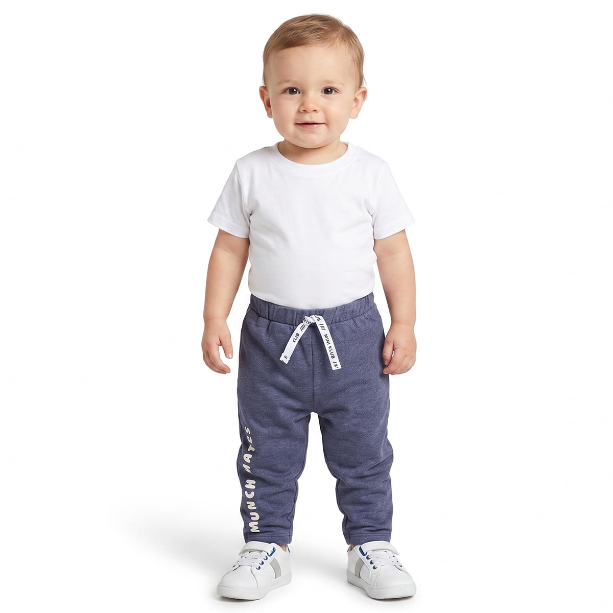 Baby Boys Navy Blue Cotton Blend Munch Mates Printed Knit Bottom Regular Fit Casual Wear