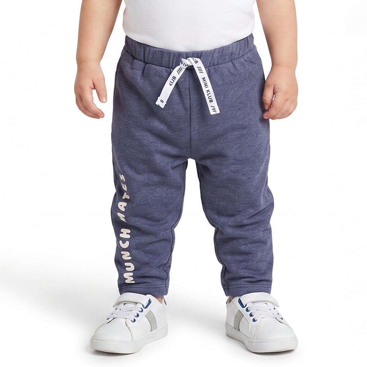 Baby Boys Navy Blue Cotton Blend Munch Mates Printed Knit Bottom Regular Fit Casual Wear