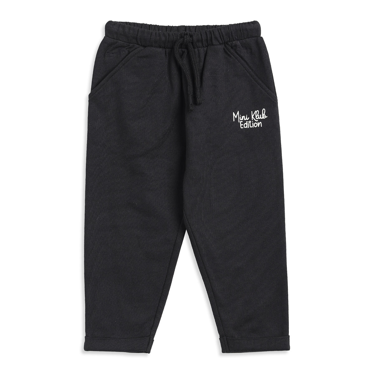 Baby Boys Black Cotton Knit Bottom Regular Fit Casual Kids Wear