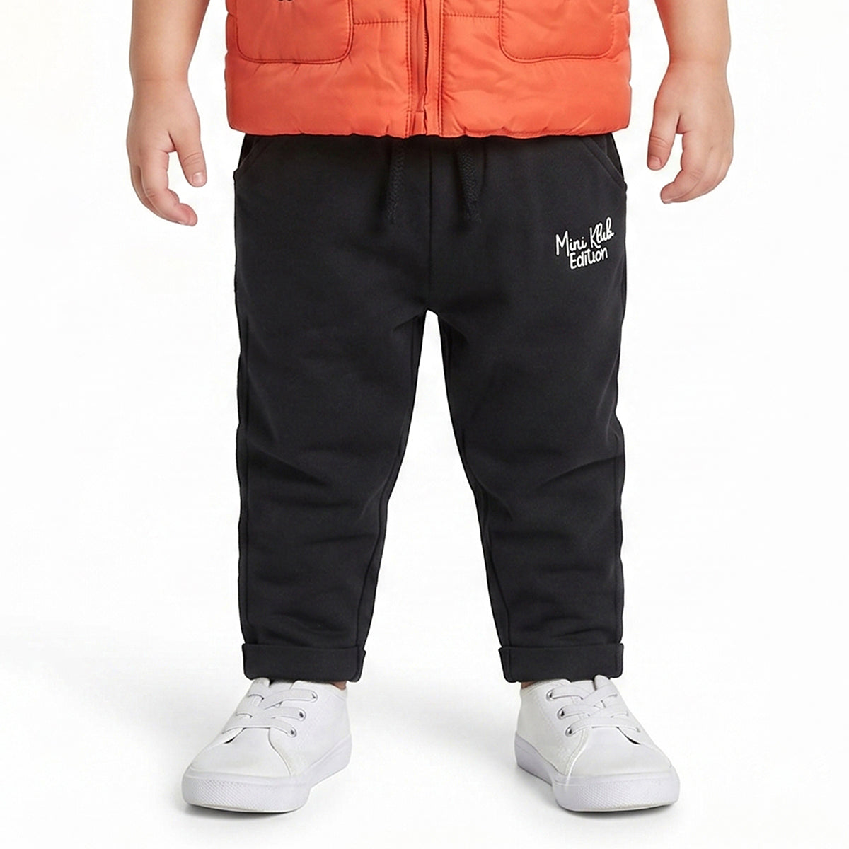 Baby Boys Black Cotton Knit Bottom Regular Fit Casual Kids Wear