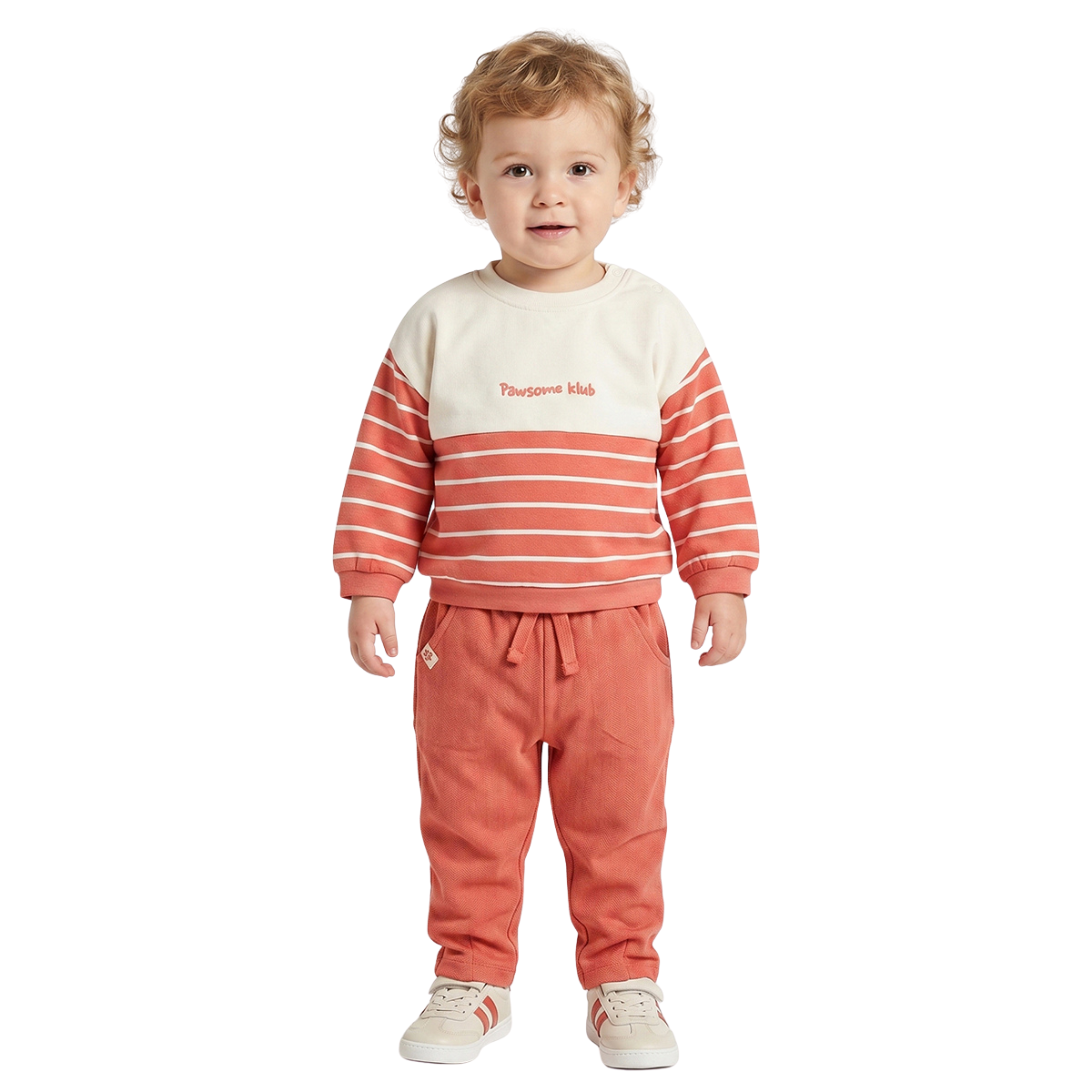 Baby Boys Coral Orange Cotton Knit Bottom Regular Fit Casual Kids Wear