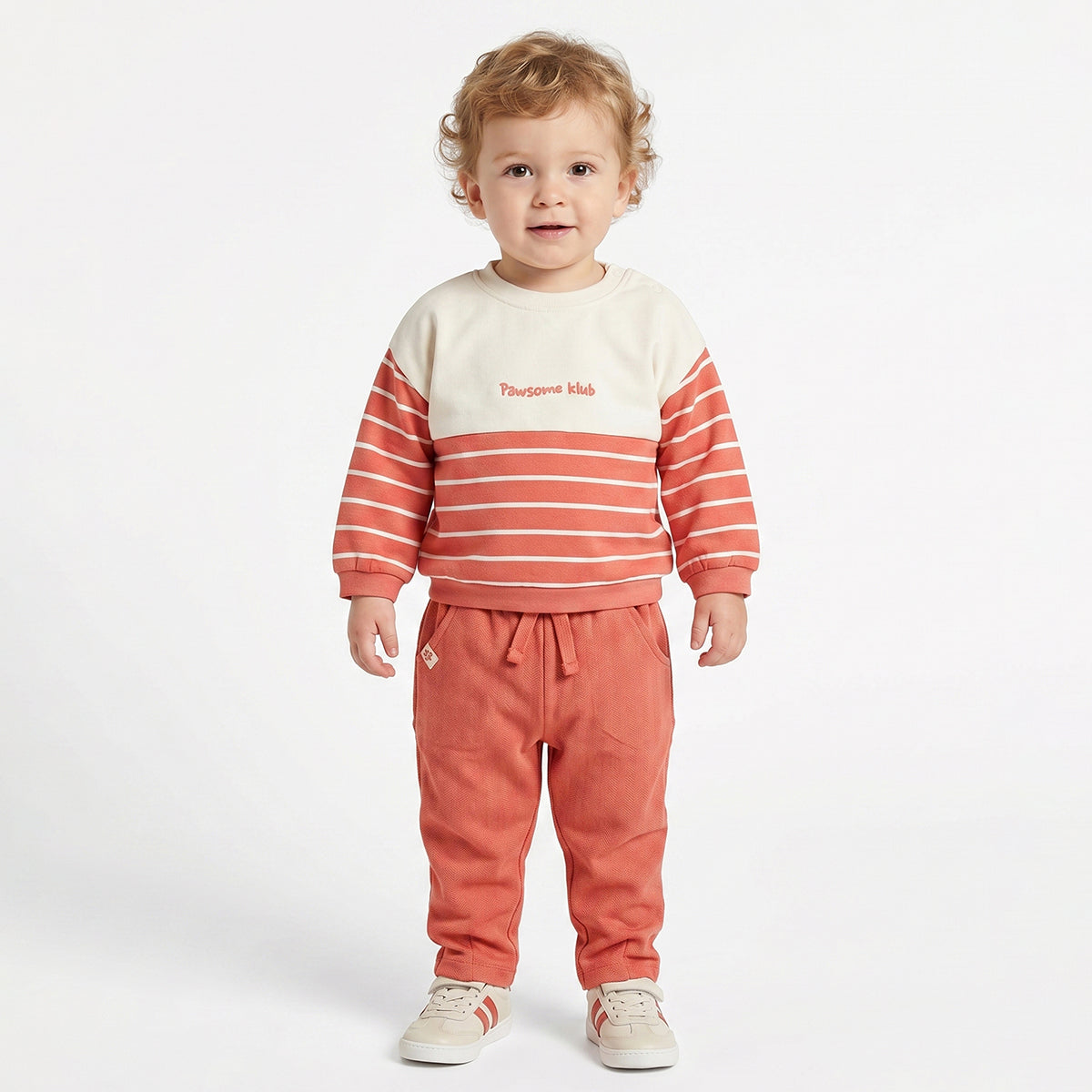 Baby Boys Coral Orange Cotton Knit Bottom Regular Fit Casual Kids Wear