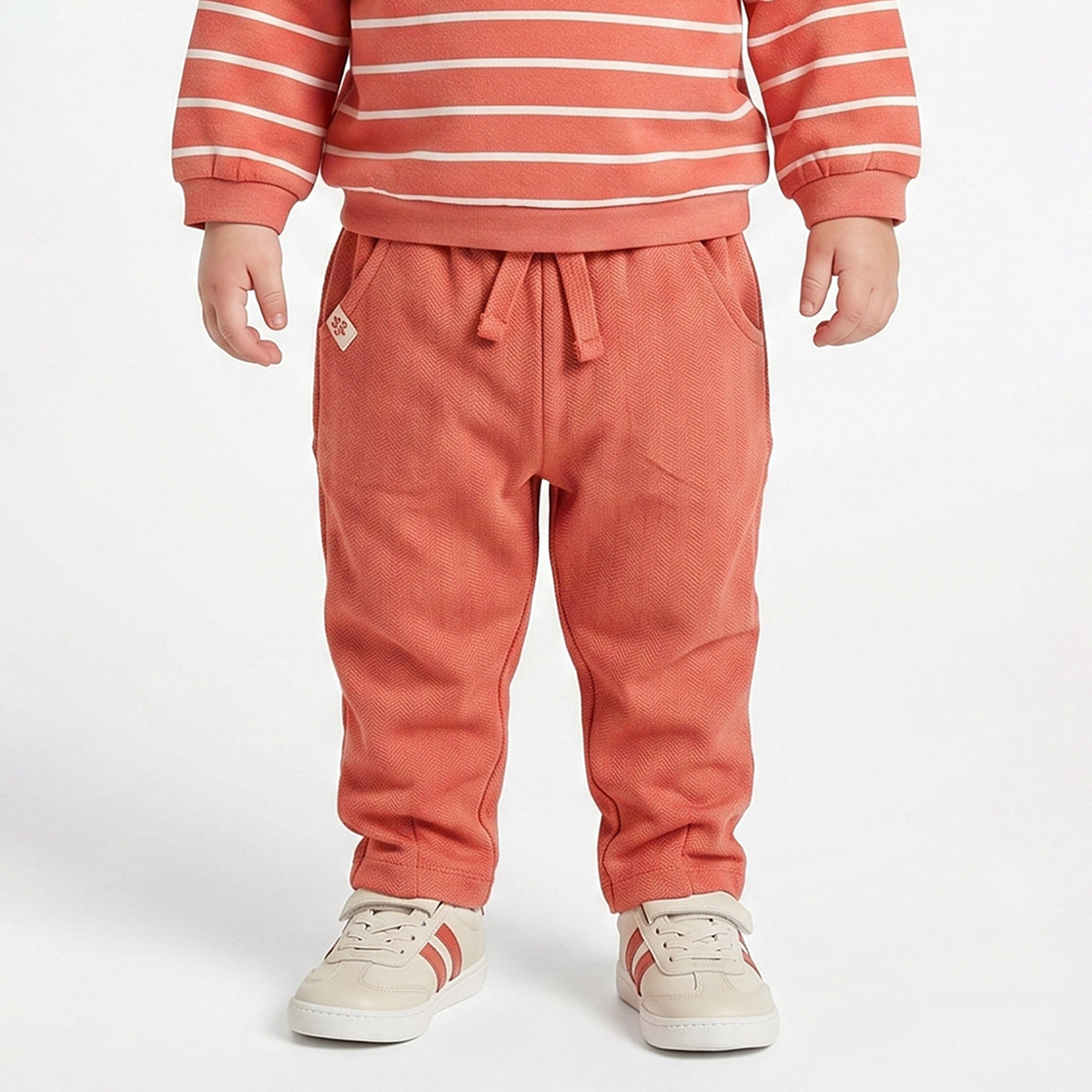 Baby Boys Coral Orange Cotton Knit Bottom Regular Fit Casual Kids Wear