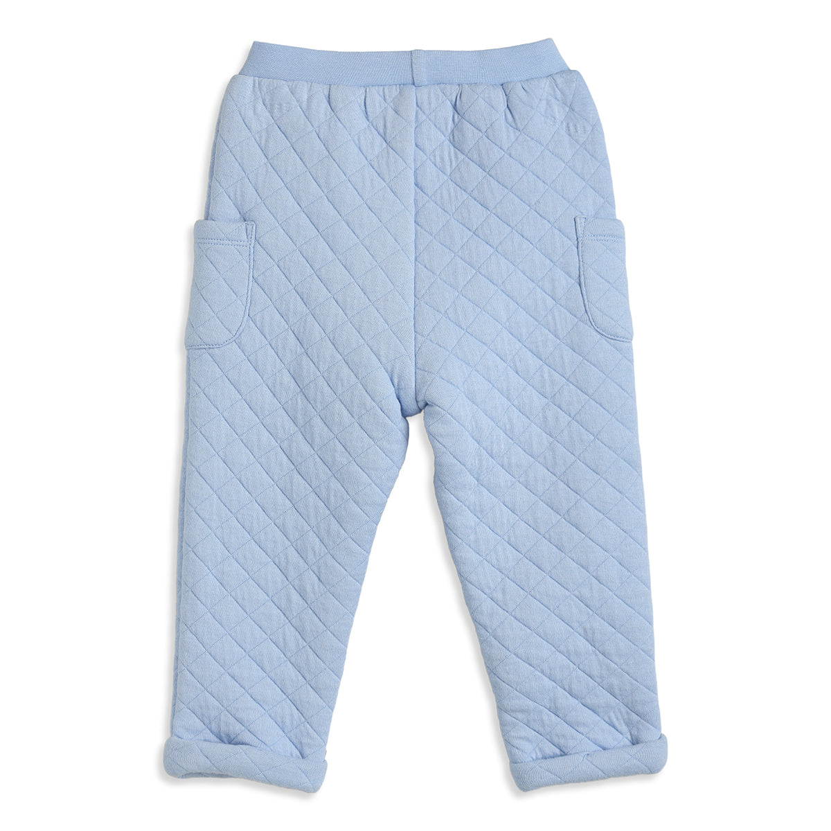 Baby Boys Sky Blue Quilted Cotton Knit Bottom Regular Fit Casual Kids Wear
