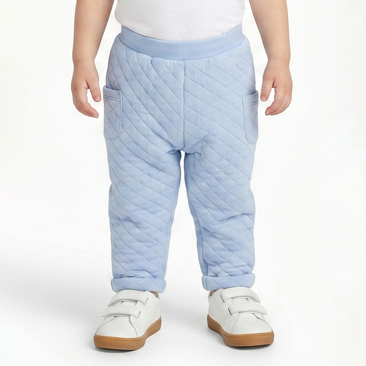Baby Boys Sky Blue Quilted Cotton Knit Bottom Regular Fit Casual Kids Wear
