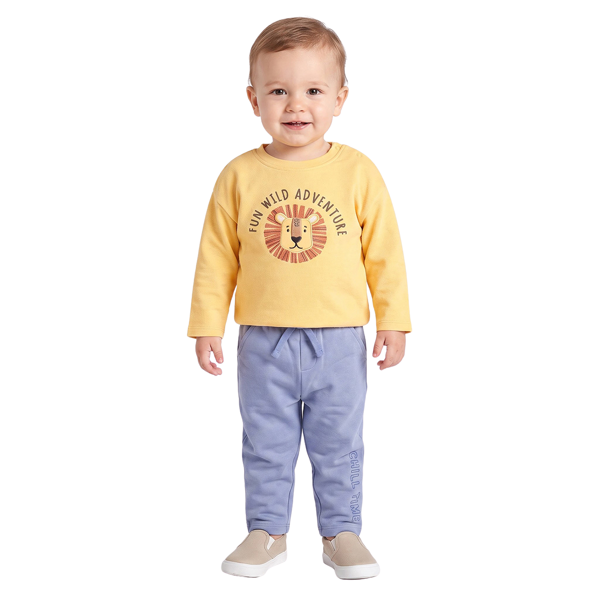 Baby Boys Blue Cotton Jogger Pants Regular Fit Casual Kids Joggers