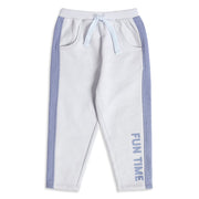 Baby Boys Light Grey and Blue Cotton Jogger Pants Regular Fit Casual Kids Joggers