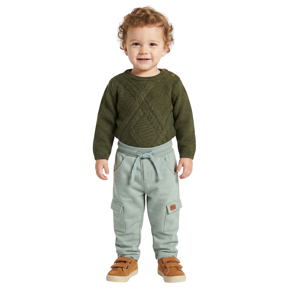 Baby Boys Sage Green Cotton Knit Bottom Regular Fit Casual Kids Wear