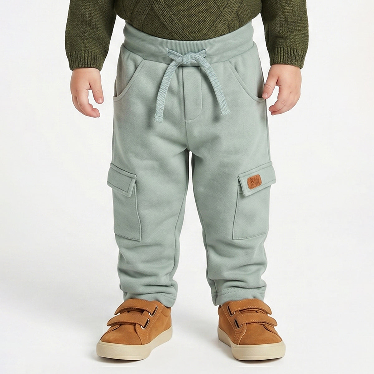 Baby Boys Sage Green Cotton Knit Bottom Regular Fit Casual Kids Wear